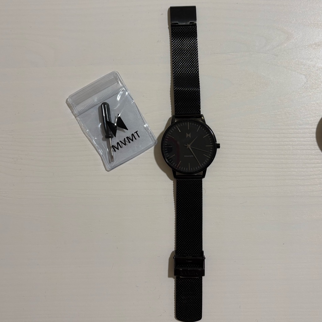 Mvmt Black Mesh Watch With Minimalist Dial
